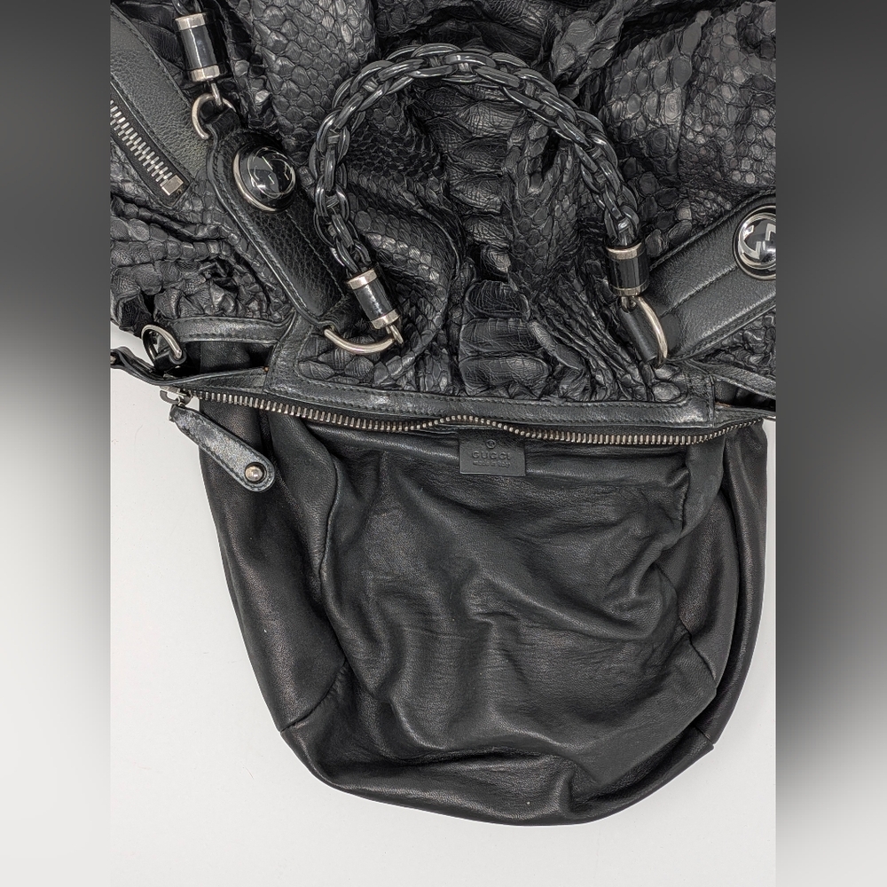 Authentic Gucci Galaxy Large Black Python Hobo Ba… - image 9